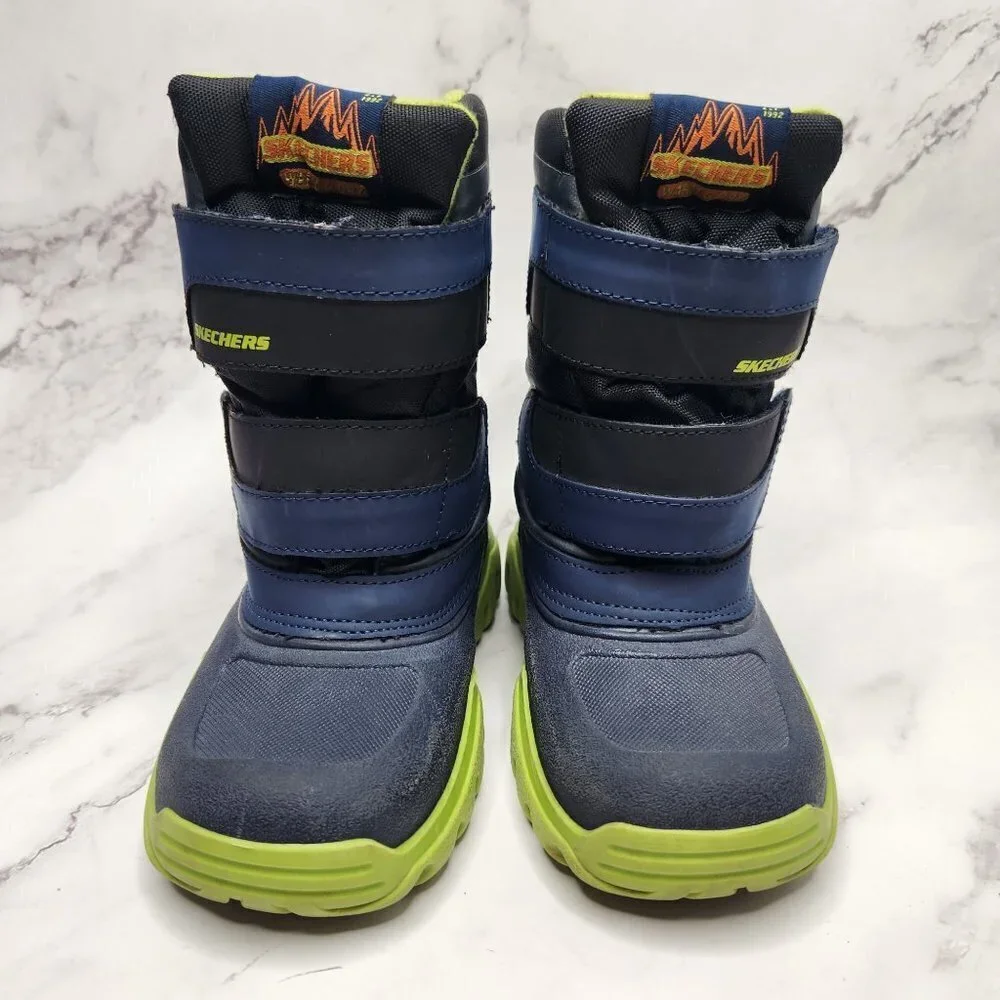 Skechers High Slopes Winter Rain Snow Boots Blue Green Kids Child Size 11